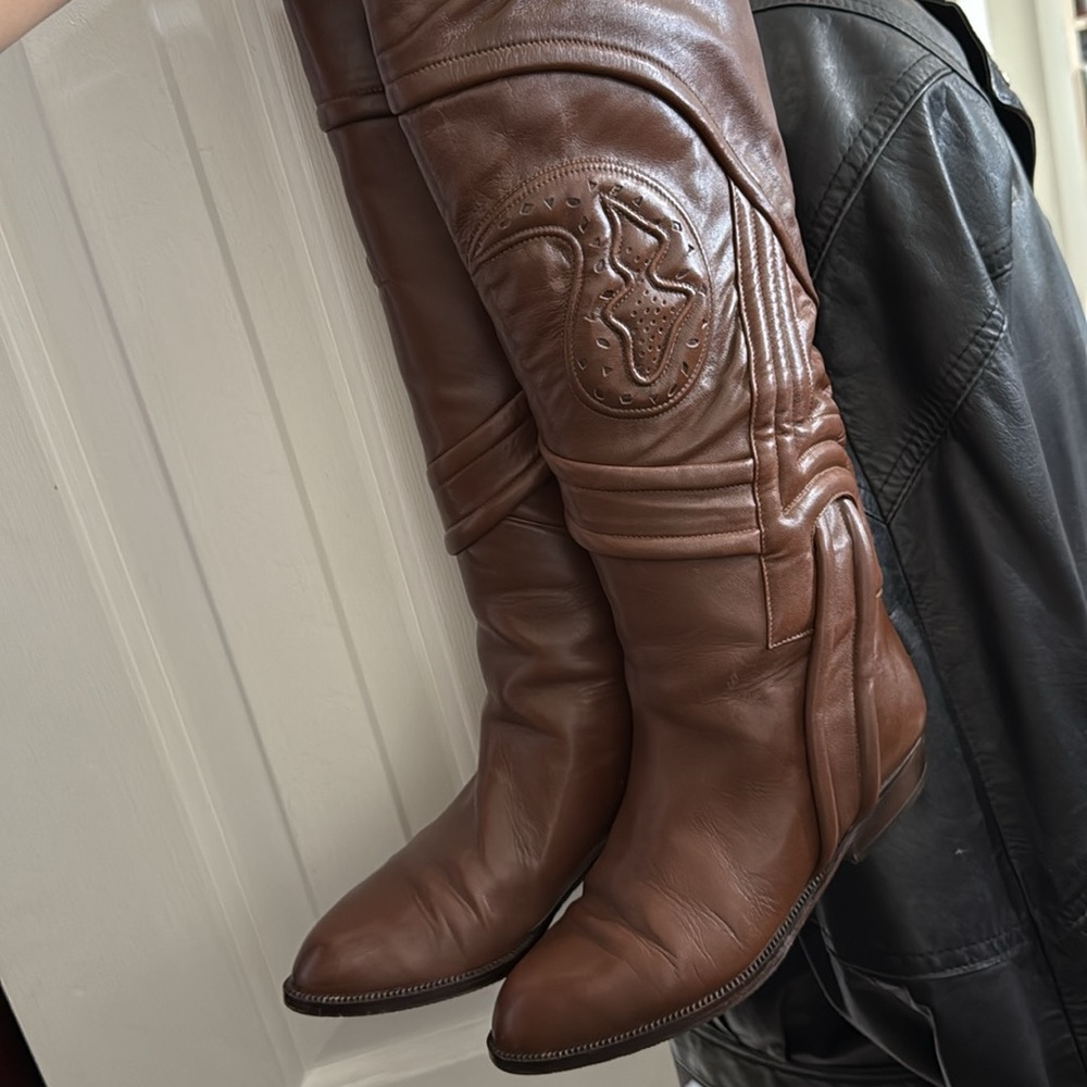 VINTAGE boots Made in Italy western style leather cowboy size 5 - Picture 7 of 7